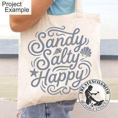 10480 Sandy Salty Happy Stencil - The Stencilsmith