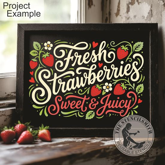 10497 Fresh Strawberries Stencil - The Stencilsmith