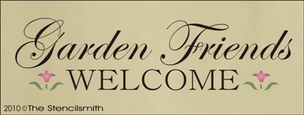 CLEARANCE #1049 - Garden Friends Welcome stencil - M - 10mil white mylar