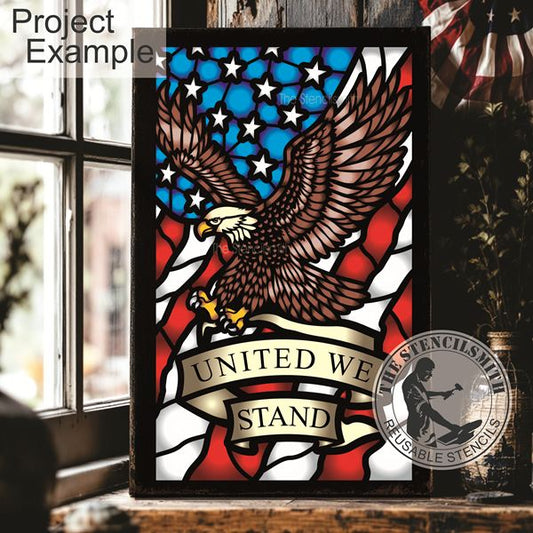 10508 United We Stand Eagle Stained Glass Stencil - The Stencilsmith