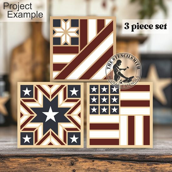 10515 Patriotic Quilt Block 3pc Stencil Set - The Stencilsmith