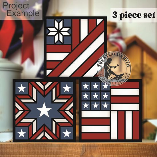 10515 Patriotic Quilt Block 3pc Stencil Set - The Stencilsmith