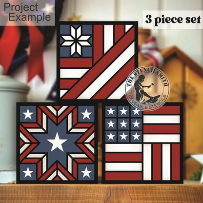 10515 Patriotic Quilt Block 3pc Stencil Set - The Stencilsmith