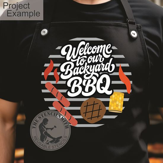 10518 Welcome To Our Backyard BBQ Stencil - The Stencilsmith