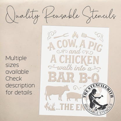 10517 A Cow Pig Chicken BBQ Stencil - The Stencilsmith