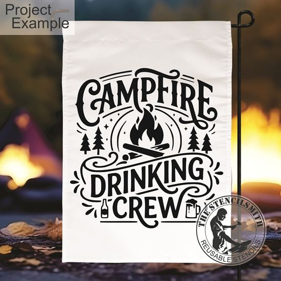 10521 Campfire Drinking Crew Stencil - The Stencilsmith