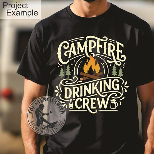 10521 Campfire Drinking Crew Stencil - The Stencilsmith