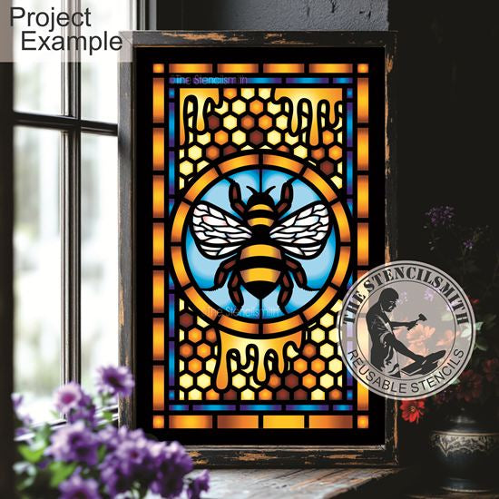10550 Bee Stained Glass Stencil - The Stencilsmith
