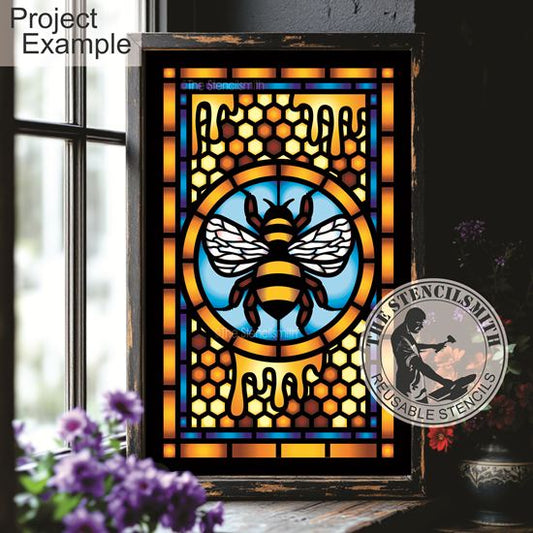 10550 Bee Stained Glass Stencil - The Stencilsmith