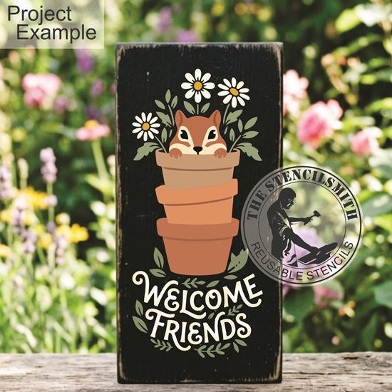 10552 Welcome Friends Chipmunk Stencil - The Stencilsmith