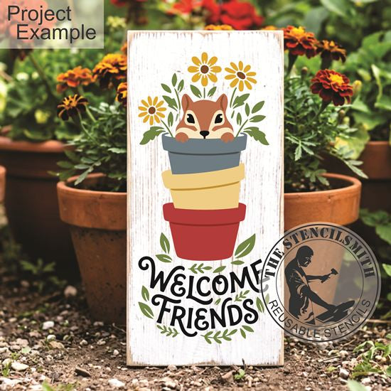 10552 Welcome Friends Chipmunk Stencil - The Stencilsmith