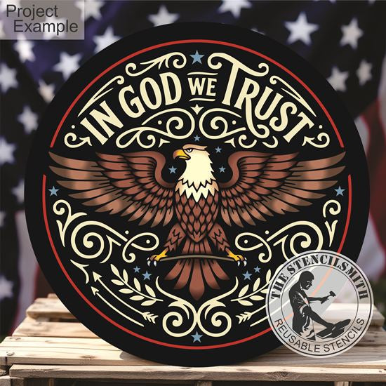 10553 In God We Trust Eagle Stencil - The Stencilsmith