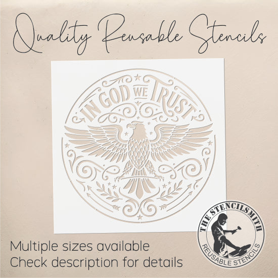 10553 In God We Trust Eagle Stencil - The Stencilsmith