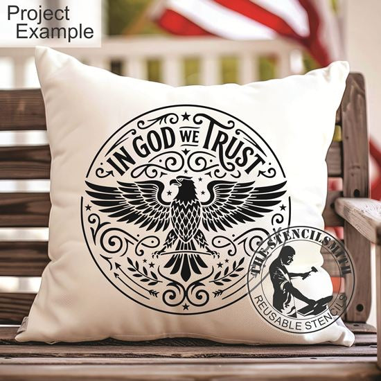 10553 In God We Trust Eagle Stencil - The Stencilsmith