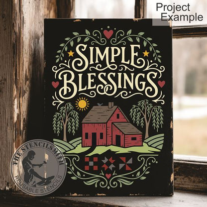 10554 Simple Blessings Stencil - The Stencilsmith