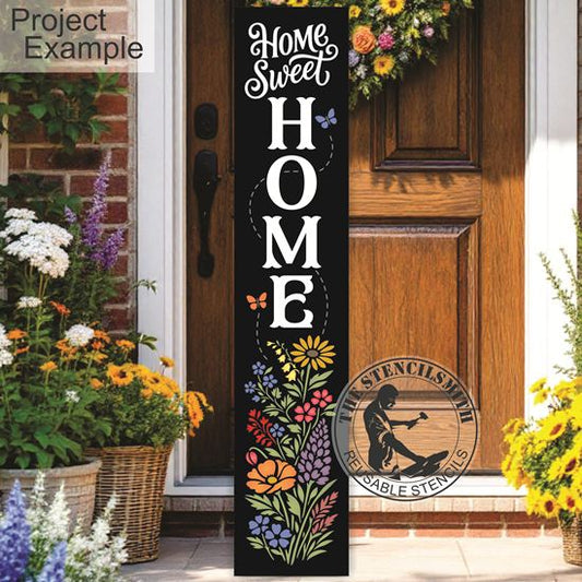 10555 Home Sweet Home Floral Leaner Stencil - The Stencilsmith