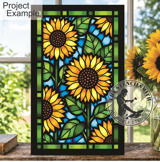 10563 Sunflower Stained Glass Stencil - The Stencilsmith