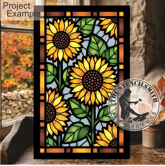 10563 Sunflower Stained Glass Stencil - The Stencilsmith