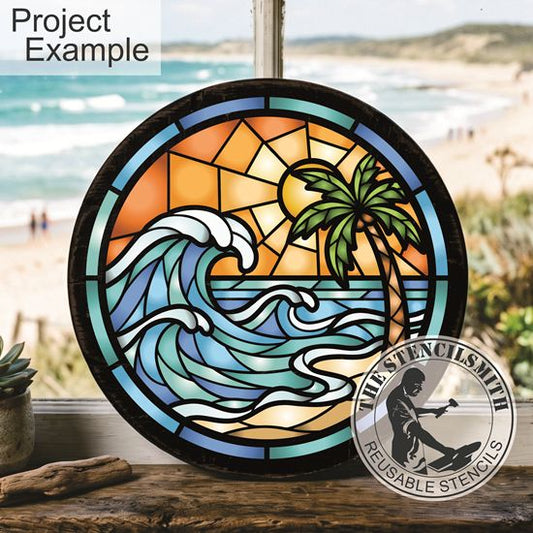 10569 Beach Waves Stained Glass Stencil