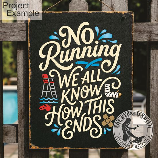 10570 No Running Pool Stencil