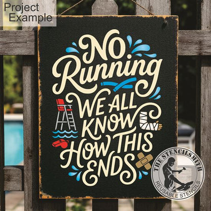 10570 No Running Pool Stencil