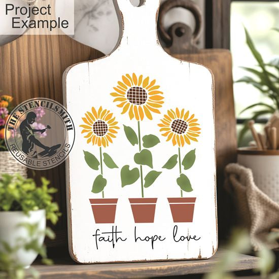 10577 Faith Hope Love Sunflower Stencil