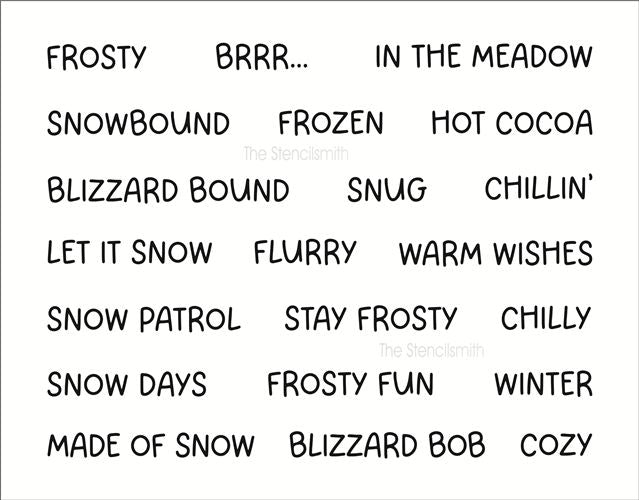 10593 Winter Words Collection Stencil