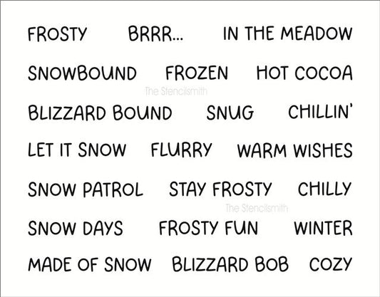 10593 Winter Words Collection Stencil