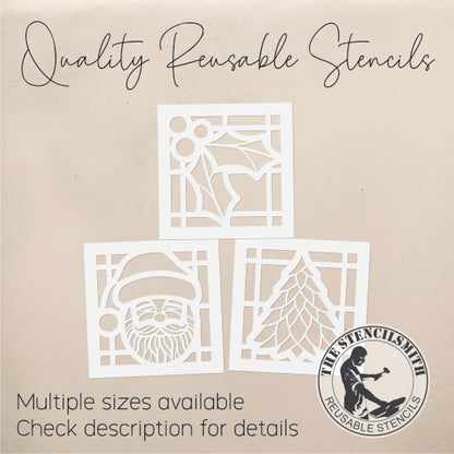 10617 Christmas Stained Glass Mini 3pc Stencil Set