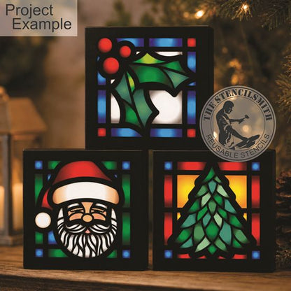 10617 Christmas Stained Glass Mini 3pc Stencil Set