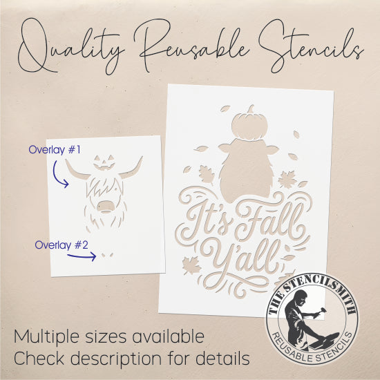 10631 It's Fall Y'all Highland Cow Stencil