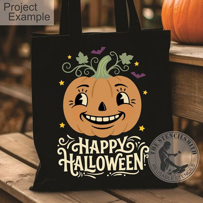 10693 Happy Halloween Vintage Pumpkin Stencil