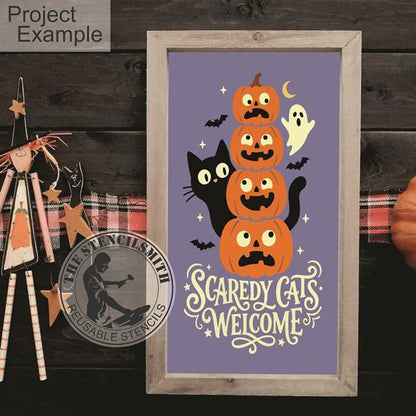 10699 Scaredy Cats Welcome Stencil