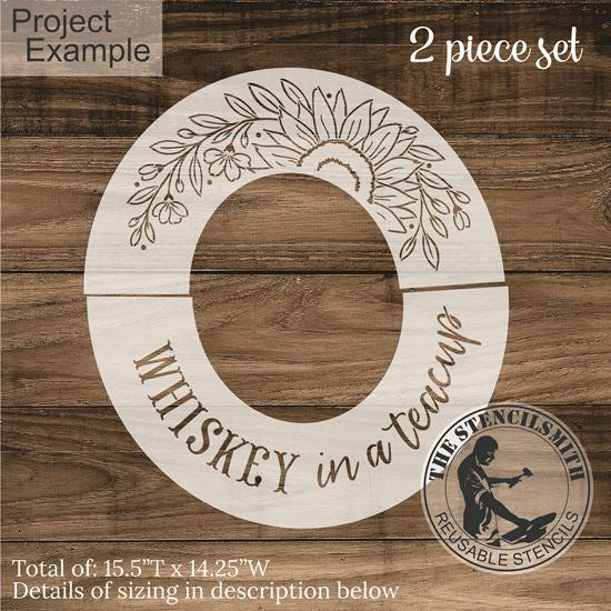 10700 Whiskey In A Teacup Sunflower Hat Stencil