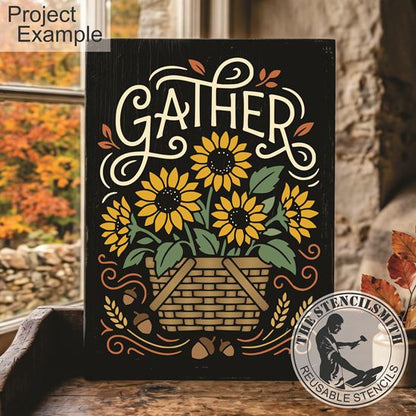 10703 Gather Sunflower Basket Stencil