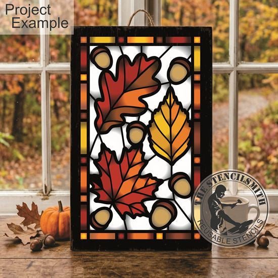 10705 Leaf And Acorn Fall Stained Glass Stencil