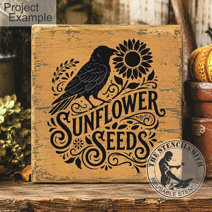10710 Sunflower Seeds Crow Stencil