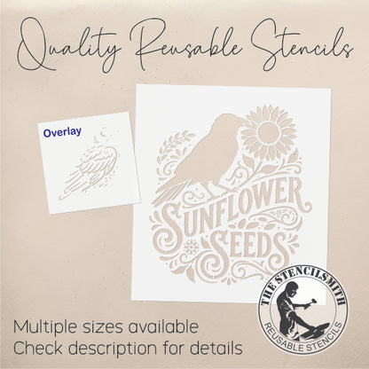 10710 Sunflower Seeds Crow Stencil