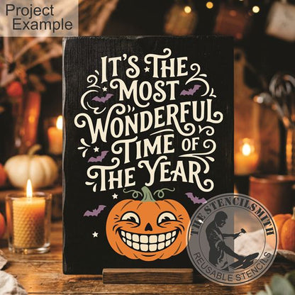 10719 It's The Most Wonderful Time Vintage Pumpkin Stencil