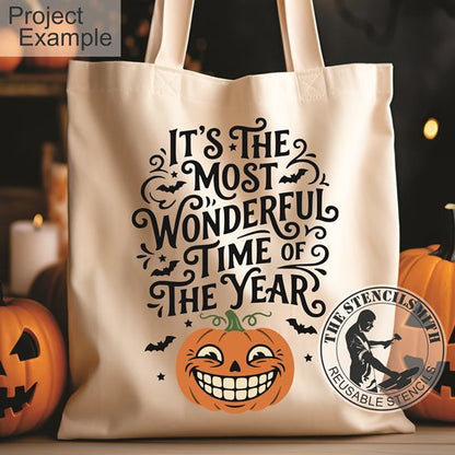 10719 It's The Most Wonderful Time Vintage Pumpkin Stencil