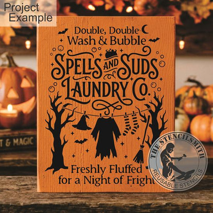 10724 Spells And Suds Laundry Co. Stencil