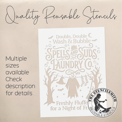 10724 Spells And Suds Laundry Co. Stencil