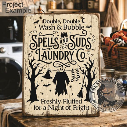 10724 Spells And Suds Laundry Co. Stencil