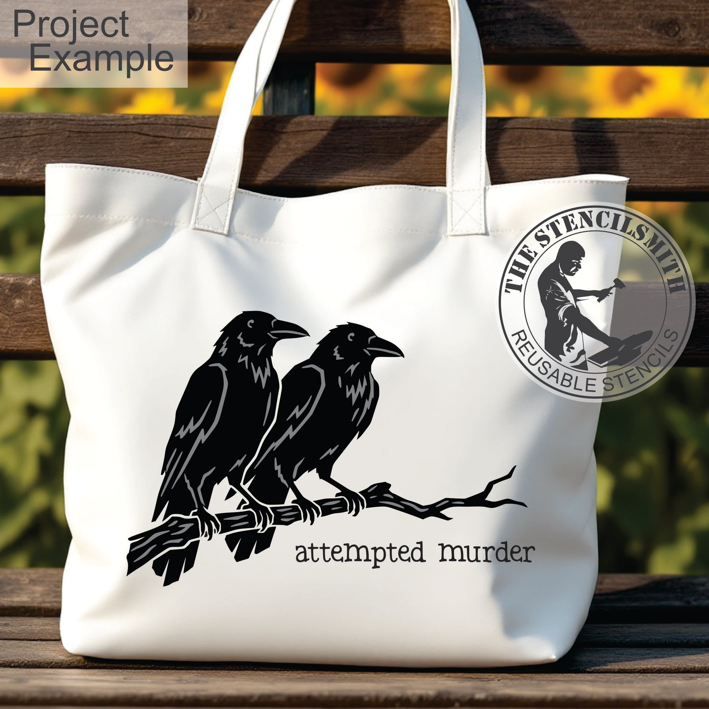 10728 Attempted Murder Crow Stencil