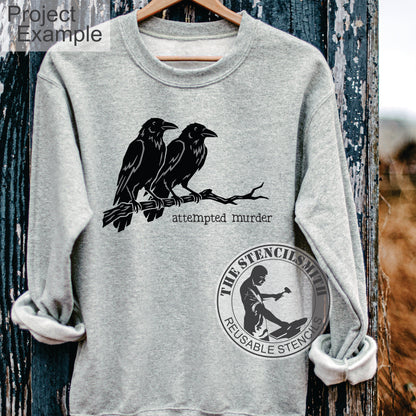 10728 Attempted Murder Crow Stencil