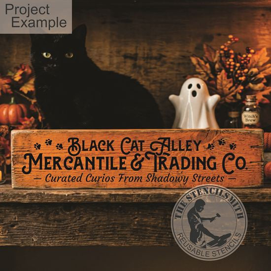 10730 Black Cat Alley Mercantile & Trading Co. Stencil