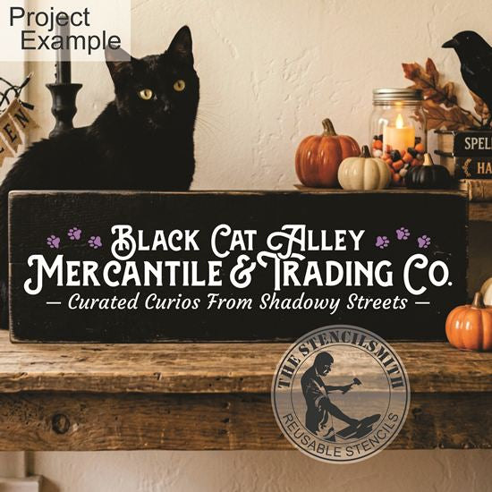 10730 Black Cat Alley Mercantile & Trading Co. Stencil