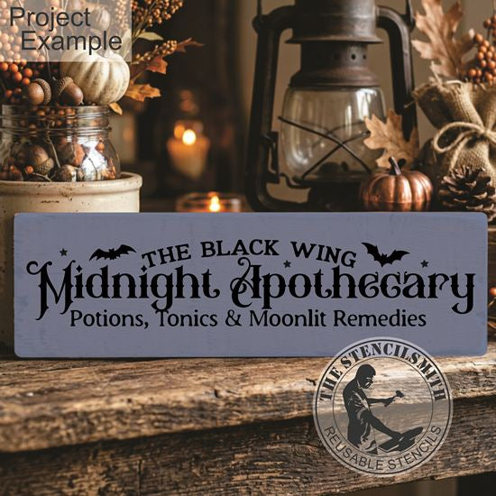 10732 The Black Wing Midnight Apothecary Stencil