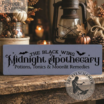 10732 The Black Wing Midnight Apothecary Stencil