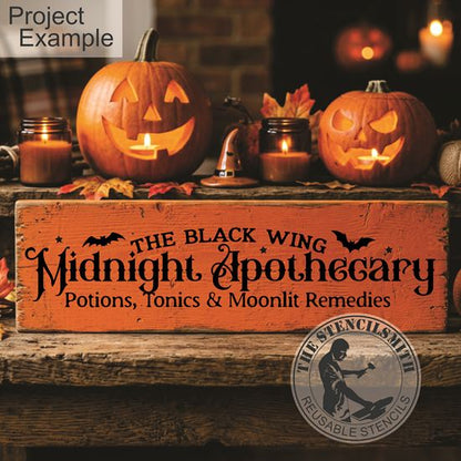 10732 The Black Wing Midnight Apothecary Stencil
